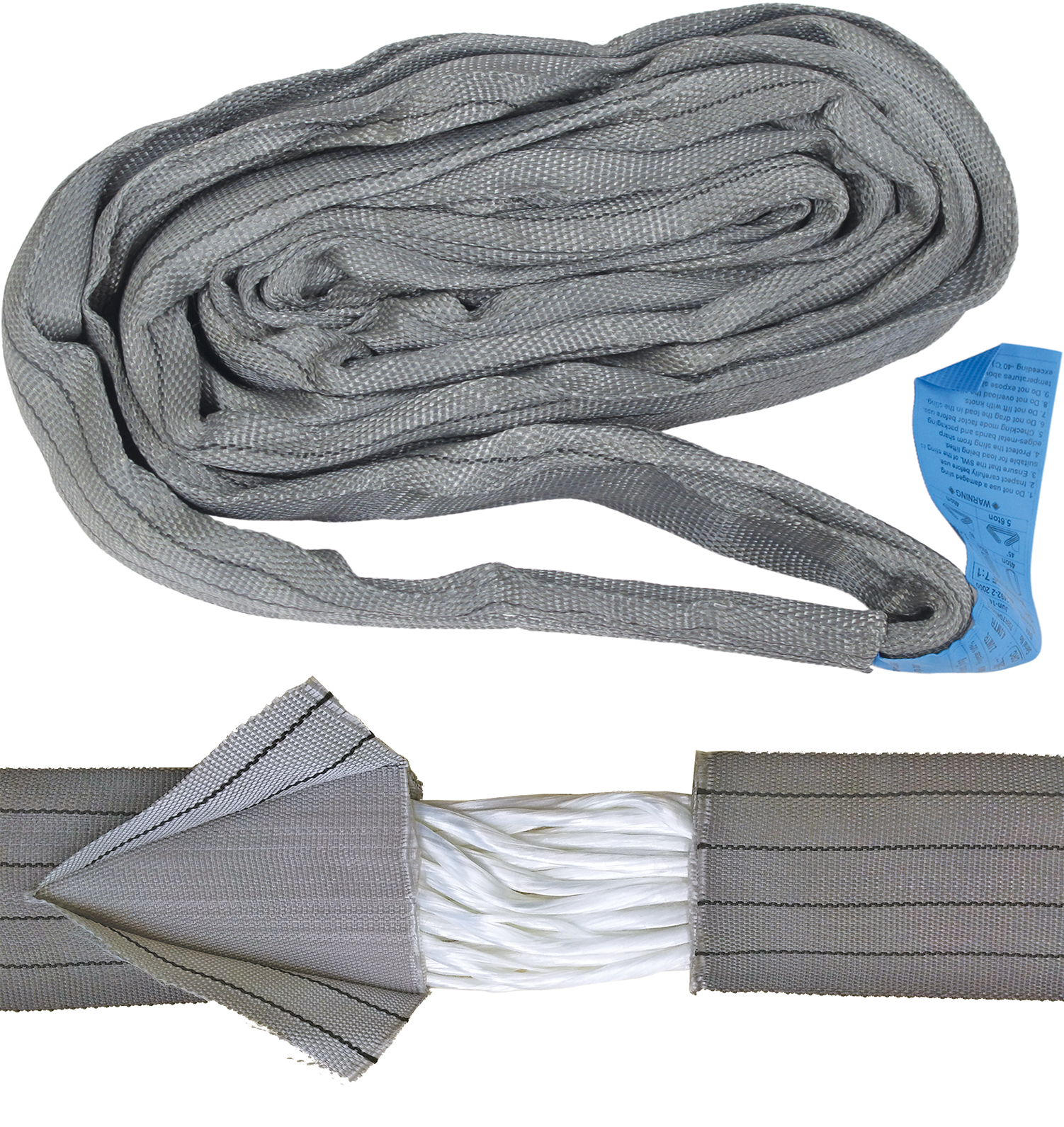 Polyester Round Slings Double Skin- Grey 4T WLL